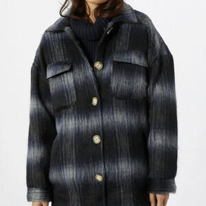 RDI Plaid Jacket Shirt Heavy Shacket Button Front Pockets Womens Small Oversized